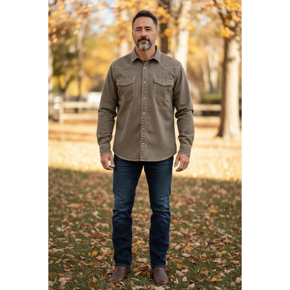 ClearWater Outfitters Faux Suede Ranch Jacket Men Large Snap Front Chore Shacket - Picture 2 of 13